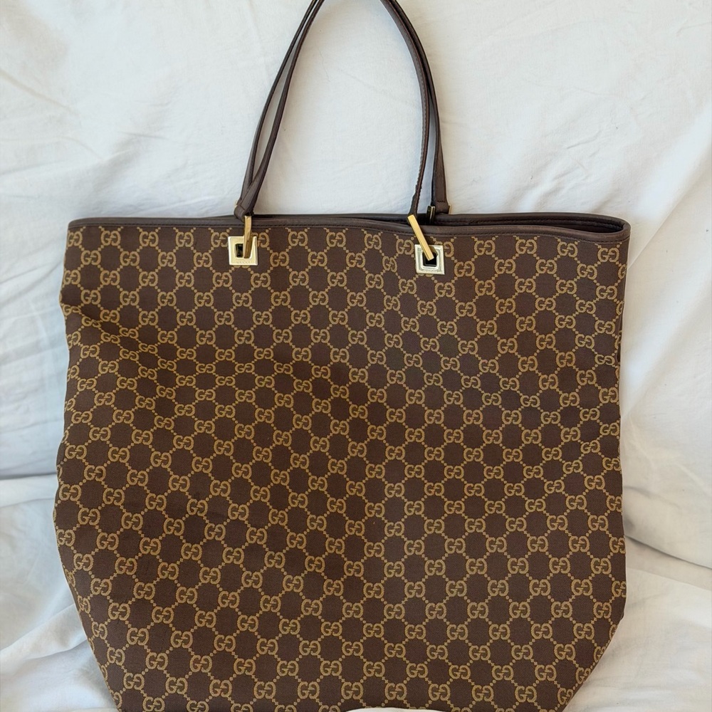 Gucci Brown and Gold Patterned Tote